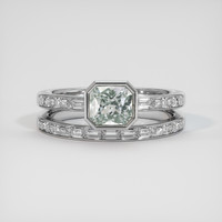 1.75 Ct. Green Sapphire Ring, 18K White Gold 1