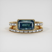 3.10 Ct. Greenish Blue Sapphire Ring, 14K Yellow Gold 1