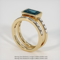3.10 Ct. Greenish Blue Sapphire Ring, 14K Yellow Gold 2