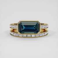 3.77 Ct. Bluish Green Sapphire Ring, 18K Yellow Gold 1