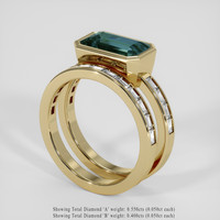 3.77 Ct. Bluish Green Sapphire Ring, 18K Yellow Gold 2