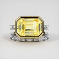 8.57 Ct. Yellow Sapphire Ring, 18K Yellow & White 1