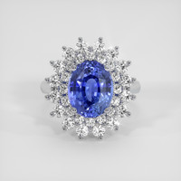 5.56 Ct. Blue Sapphire Ring, 18K White Gold 1