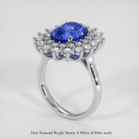 5.56 Ct. Blue Sapphire Ring, 18K White Gold 2