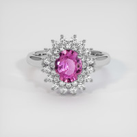 1.02 Ct. Pink Sapphire Ring, 18K White Gold 1
