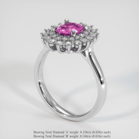 1.02 Ct. Pink Sapphire Ring, 18K White Gold 2