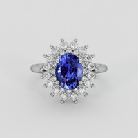 3.12 Ct. Blue Sapphire Ring, 18K White Gold 1