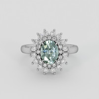 1.63 Ct. Bluish Green Sapphire Ring, 18K White Gold 1