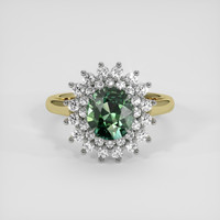 2.03 Ct. Bluish Green Sapphire Ring, 14K White & Yellow 1