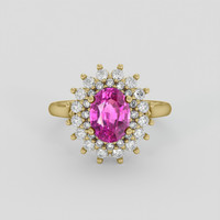 2.33 Ct. Pink Sapphire Ring, 10K Yellow Gold 1