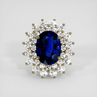11.16 Ct. Blue Sapphire Ring, 10K Yellow Gold 1