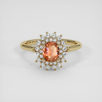1.07 Ct. Padparadscha Sapphire Ring, 14K Yellow Gold 1
