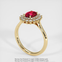 0.93 Ct. Ruby Ring, 14K Yellow Gold 2