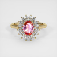 1.29 Ct. Padparadscha Sapphire Ring, 14K Yellow Gold 1