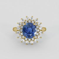 3.80 Ct. Blue Sapphire Ring, 18K Yellow Gold 1