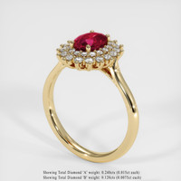1.03 Ct. Ruby Ring, 18K Yellow Gold 2