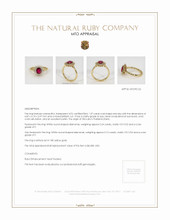 Ruby Ring 1.07 Ct., 18K Yellow Gold Appraisal