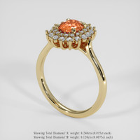 1.07 Ct. Padparadscha Sapphire Ring, 18K Yellow Gold 2