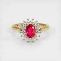 0.81 Ct. Ruby Ring, 18K Yellow Gold 1
