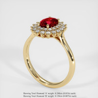 0.92 Ct. Ruby Ring, 18K Yellow Gold 2