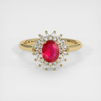 0.93 Ct. Ruby Ring, 18K Yellow Gold 1