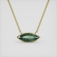 0.89 Ct. Green Sapphire Necklace, 14K Yellow Gold 1