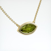 0.97 Ct. Green Sapphire Necklace, 18K Yellow Gold 2