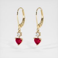 <span>1.12</span>&nbsp;<span class="tooltip-light">Ct.Tw.<span class="tooltiptext">Total Carat Weight</span></span> Ruby Earrings, 14K Yellow Gold 3