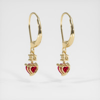 0.98 Ct.Tw. Ruby Earrings, 14K Yellow Gold 4