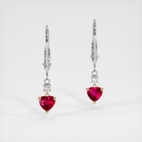 <span>1.12</span>&nbsp;<span class="tooltip-light">Ct.Tw.<span class="tooltiptext">Total Carat Weight</span></span> Ruby Earrings, 14K Yellow & White 1