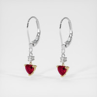 <span>1.12</span>&nbsp;<span class="tooltip-light">Ct.Tw.<span class="tooltiptext">Total Carat Weight</span></span> Ruby Earrings, 14K Yellow & White 3