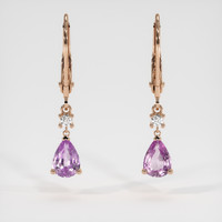 1.45 Ct.Tw. Purplish Pink Sapphire Earrings, 14K Rose Gold 1