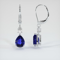 3.82 Ct.Tw. Blue Sapphire Earrings, 14K White Gold 2