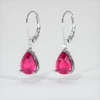 2.54 Ct.Tw. Ruby Earrings, 14K White Gold 3