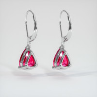 2.54 Ct.Tw. Ruby Earrings, 14K White Gold 4