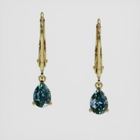 <span>1.36</span>&nbsp;<span class="tooltip-light">Ct.Tw.<span class="tooltiptext">Total Carat Weight</span></span> Greenish Blue Sapphire Earrings, 14K Yellow Gold 1