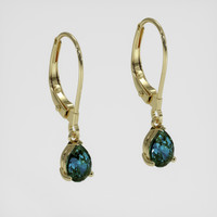 <span>1.36</span>&nbsp;<span class="tooltip-light">Ct.Tw.<span class="tooltiptext">Total Carat Weight</span></span> Greenish Blue Sapphire Earrings, 14K Yellow Gold 3