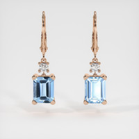 <span>3.96</span> <span class="tooltip-light">Ct.Tw.<span class="tooltiptext">Total Carat Weight</span></span> Blue Aquamarine Earrings, 14K Rose Gold 1