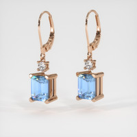 <span>3.96</span> <span class="tooltip-light">Ct.Tw.<span class="tooltiptext">Total Carat Weight</span></span> Blue Aquamarine Earrings, 14K Rose Gold 3