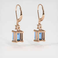 <span>3.96</span> <span class="tooltip-light">Ct.Tw.<span class="tooltiptext">Total Carat Weight</span></span> Blue Aquamarine Earrings, 14K Rose Gold 4