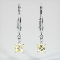<span>0.73</span> <span class="tooltip-light">Ct.Tw.<span class="tooltiptext">Total Carat Weight</span></span> Yellow Sapphire Earrings, 14K White Gold 1