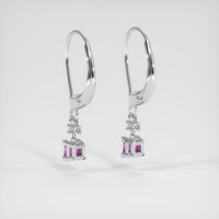 0.46 Ct.Tw. Purple Sapphire Earrings, 14K White Gold 4