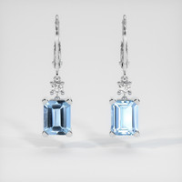 <span>3.96</span> <span class="tooltip-light">Ct.Tw.<span class="tooltiptext">Total Carat Weight</span></span> Blue Aquamarine Earrings, 14K White Gold 1
