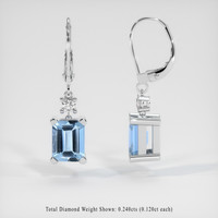 <span>3.96</span> <span class="tooltip-light">Ct.Tw.<span class="tooltiptext">Total Carat Weight</span></span> Blue Aquamarine Earrings, 14K White Gold 2