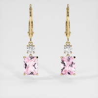 4.28 Ct.Tw. Peach Sapphire Earrings, 14K Yellow Gold 1