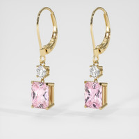 4.28 Ct.Tw. Peach Sapphire Earrings, 14K Yellow Gold 3