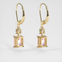 4.28 Ct.Tw. Peach Sapphire Earrings, 14K Yellow Gold 4