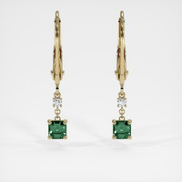 <span>0.55</span> <span class="tooltip-light">Ct.Tw.<span class="tooltiptext">Total Carat Weight</span></span> Green Sapphire Earrings, 14K Yellow Gold 1