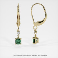 <span>0.55</span> <span class="tooltip-light">Ct.Tw.<span class="tooltiptext">Total Carat Weight</span></span> Green Sapphire Earrings, 14K Yellow Gold 2