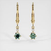 0.56 Ct.Tw. Bluish Green Sapphire Earrings, 14K Yellow Gold 1